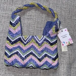 NWT Colorful Beaded Chevron Handbag